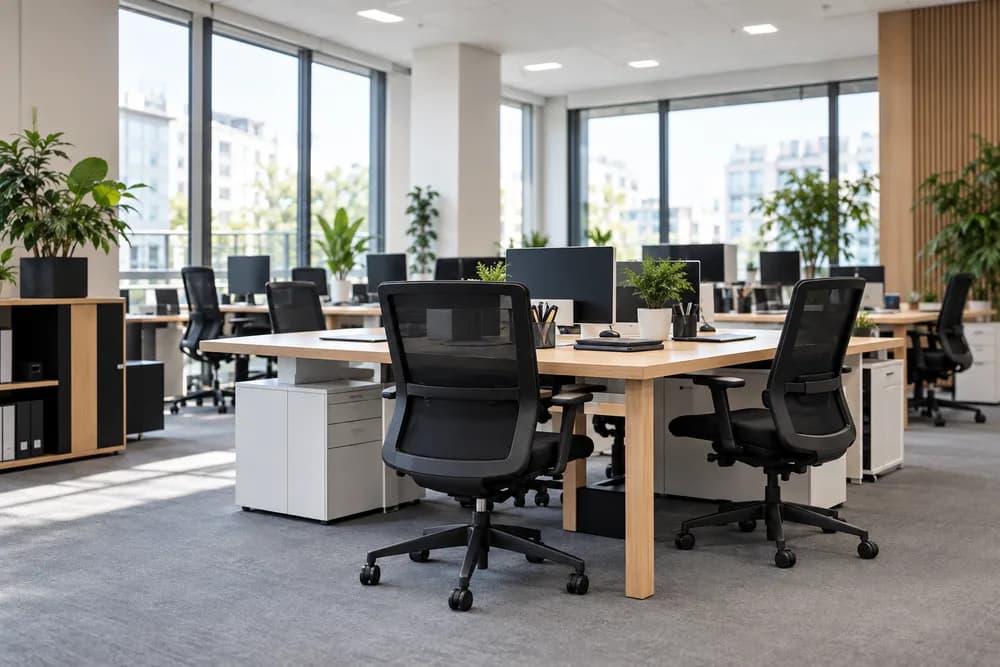 Espace de bureaux professionnel lumineux