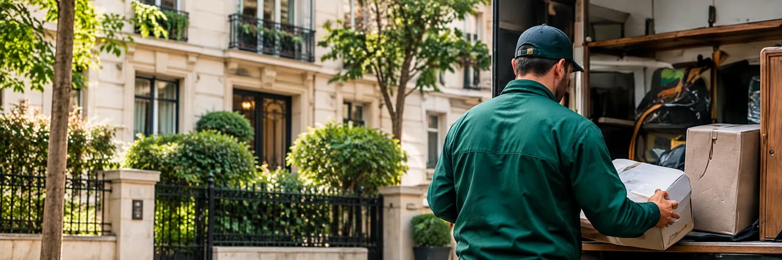 Professionnel chargeant un équipement dans un véhicule pour une évacuation préparée